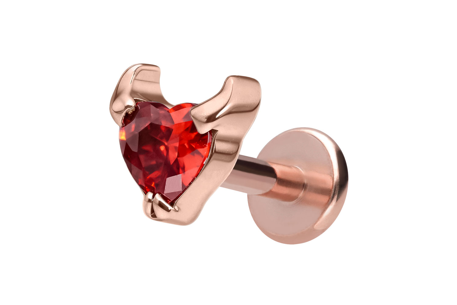 Titan Labret Piercing mit Innengewinde TEUFELSHERZ